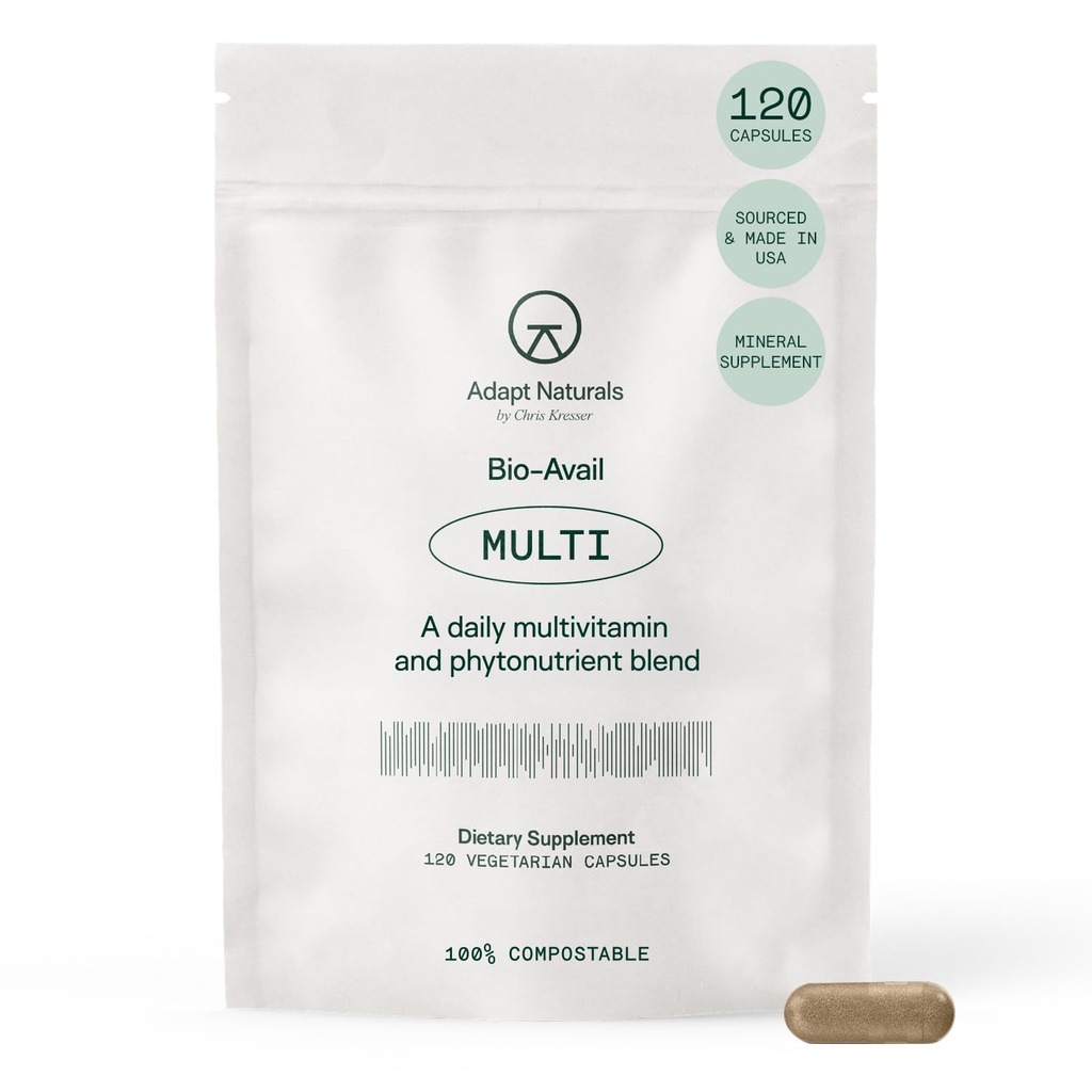 Adapt Naturals Multivitamin for Women & Men, Bioavailable Easy-to-Absorb Multivitamin Biotin, Niacin, 비타민 A, B, C, D, E, K1, 아연, 마그네슘 - 면역 지원 - 30 일 공급
