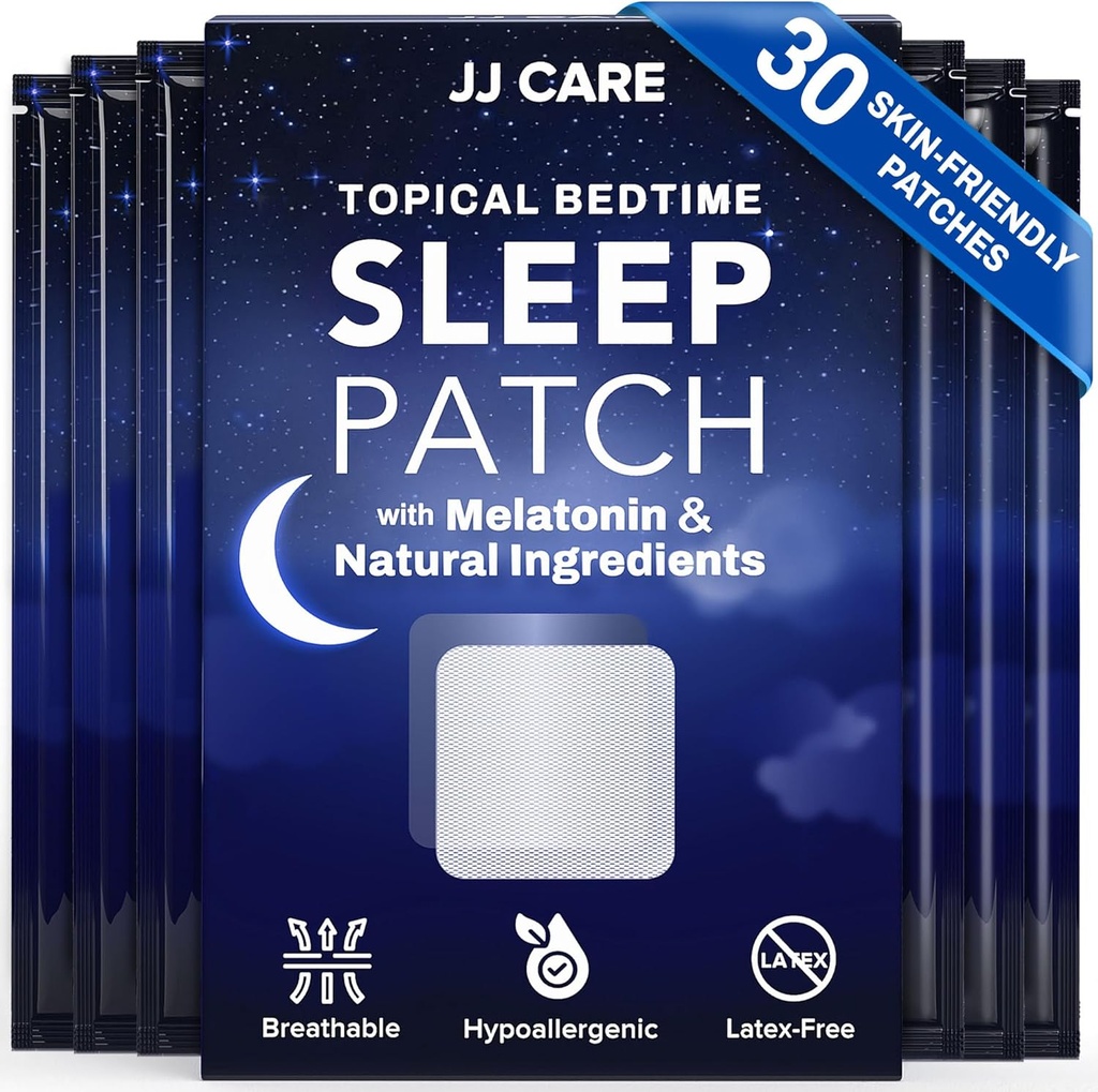 JJ CARE 수면 패치 30 PCS, 성인 추가 강도, 자연 및 Toxin-Free 수면 패치, 매일 사용을위한 멜라토닌 패치, 수면 지원을위한 멜라토닌 자연 패치