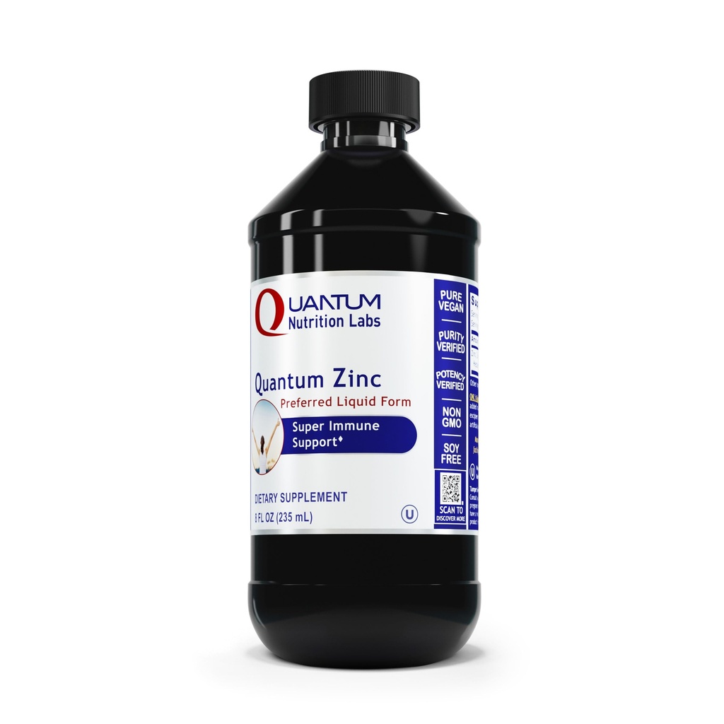양자 영양 실험실 액체 아연 보충교재 하락 - 성인을 위한 아연 황산염 탄미익, 서빙 당 25mg, 대사 기능 & 면역 지원 - 8개 Fl Oz 병