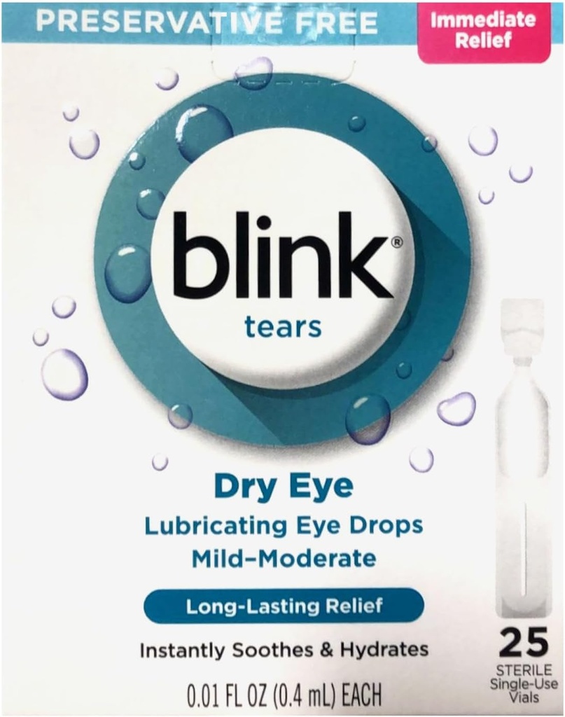 Blink Tears 그라우팅 아이 드롭 밀드 모더레이트 드라이 아이, 25 Pk - 0.01 oz, 2 팩