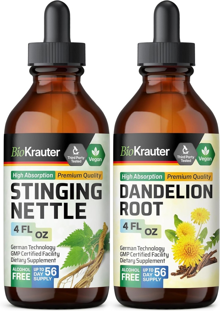BIO KRAUTER 스팅 Nettle Tincture 4 Fl. Oz. & Dandelion Tincture 4 Fl. Oz.