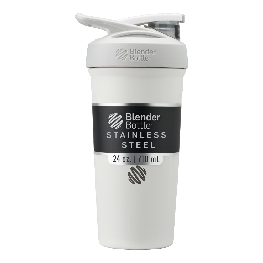 BlenderBottle Strada 셰이커 컵은 철사 Whisk, 24Ounce, 백색을 가진 스테인리스 물병을 격리했습니다