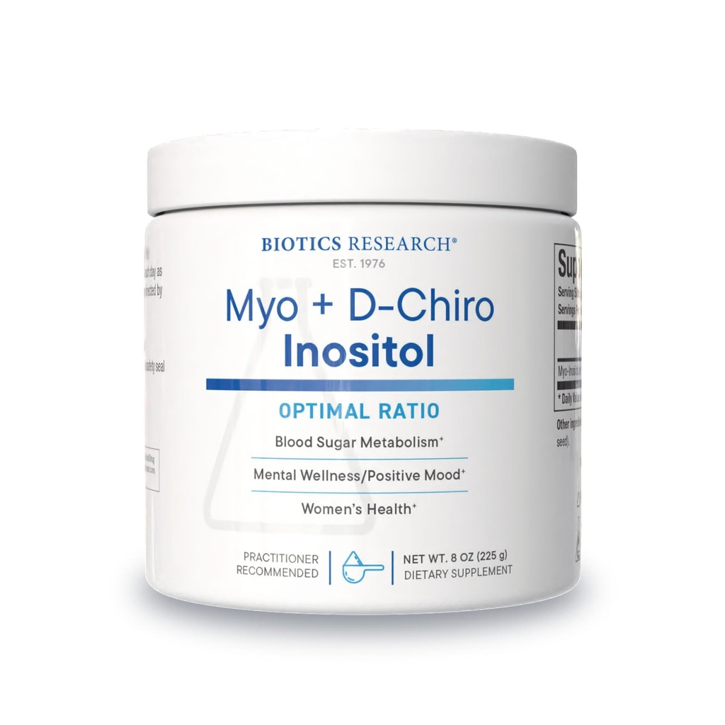 생물 연구 균형 B8 분말, Myo inositol 및 D Chiro inositol, 40 : 1 비율, 여성 건강, 신경 통신, 지방 대사, 혈관 건강, 머리 성장 8 온스