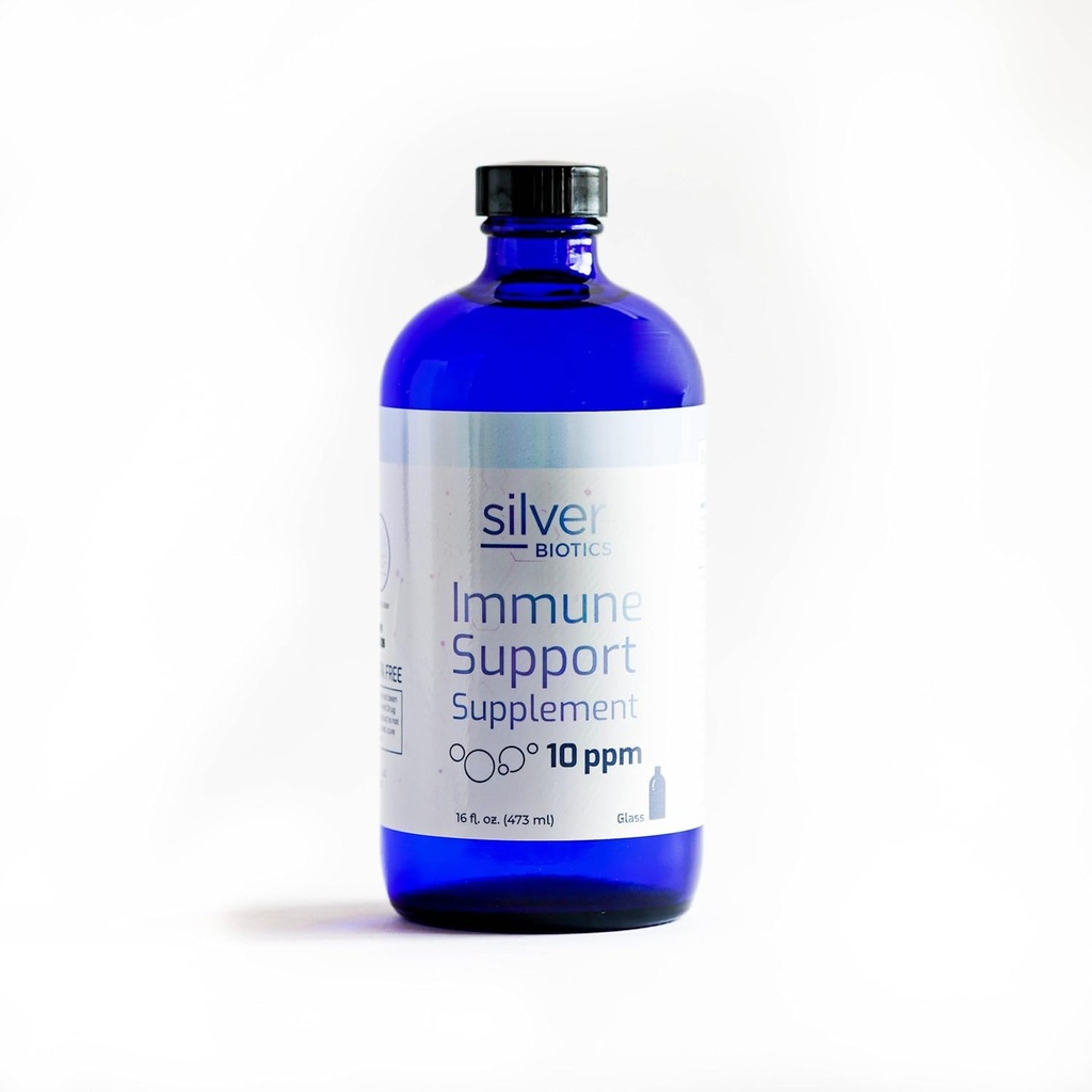 Silver Biotics Multivalent SilverSol Technology Ag4O4 10 PPM 면역 지원 | 바이오-Hacking Immune Building Natural Support (16 Fl Oz Glass Bottle)