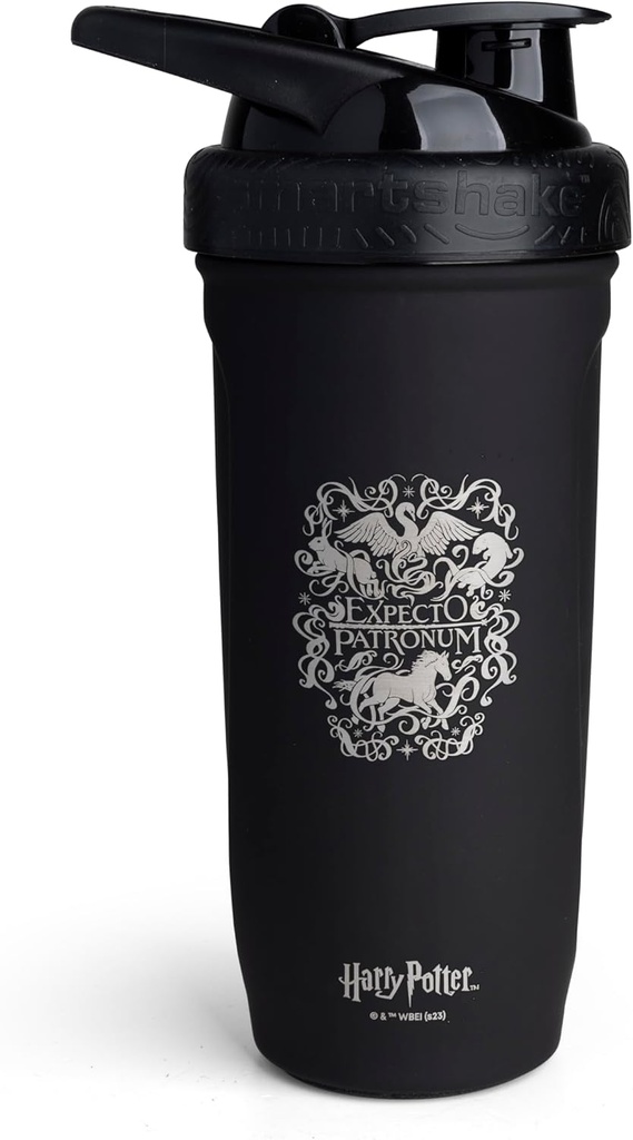 Smartshake Reforce 스테인레스 스틸 해리 포터 기대 Patronum 스타일 셰이커 병 (900 ML /30oz) | 소프트 뚜껑이있는 경량 저항 스포츠 셰이커 병 | 누출 방지, BPA 무료 및 DEHP 무료