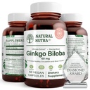 자연적인 Nutra Ginkgo Biloba는, 뇌와 부스트 기억에 순환을 개량하고, 산소 교류를 증가시키고, 뇌 기능, 지원 Nerve 건강, Vegan 및 글루텐 자유로운, (60) 캡슐을 강화합니다