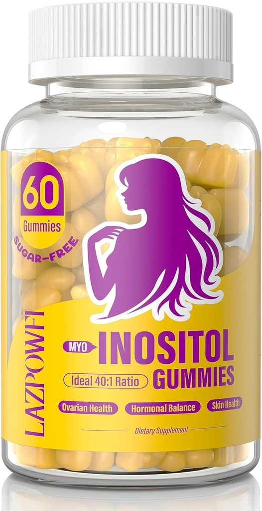 Myo-Inositol & D-Chiro Inositol, Vitamin D3,Magnesium Glycinate& 아연을 가진 Inositol Gummies - 이상 40:1 비율 - 30 일 공급 96