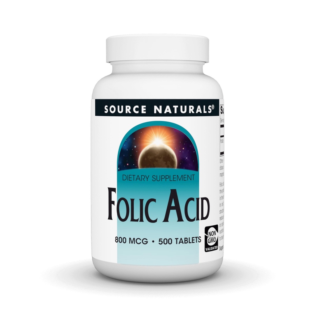 Source Naturals Folic Acid 800 mcg 다이어트 보충 - 500 정제
