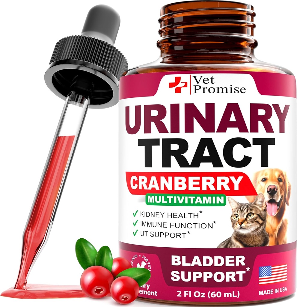 Cat & Dog UTI 치료 - Cranberry가있는 Urinary Tract Infection 치료 - Dog & Cat UTI Medicine - 고급 Kidney & Bladder Support Multivitamin - Renal Health Supplement Vitamin - 미국에서 제조