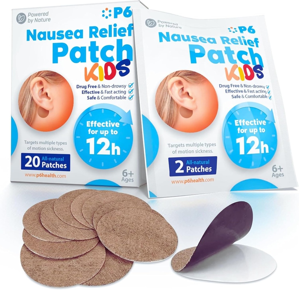 P6 Motion Sickness Patch for Kids - 크루즈 및 자동차를위한 모든 자연 바다 Sickness 패치 - 어린이를위한 비 Drowsy Motion Patch - 여행을위한 안전한 모션 Sickness Patch