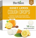 HERBION Naturals Cough Drops, Dietary Supplement, Soothes Cough, 성인 및 어린이 6 년 이상, 인공 맛 없음, 추가 색상 없음 (18 개 팩 1), 꿀 레몬)