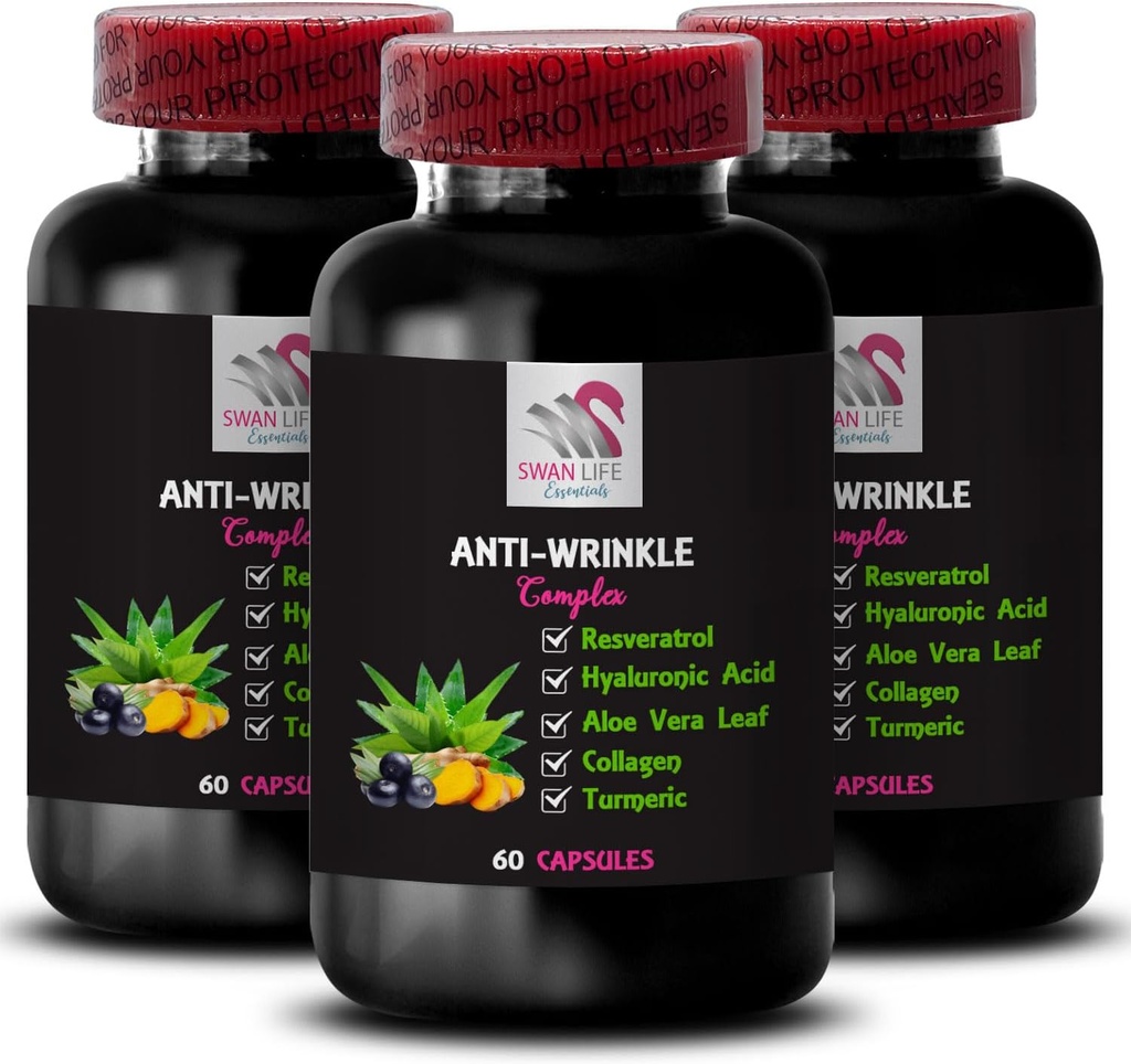 알파 Lipoic 산 - 반대로 주름 복합물 - L 글루타티온, 알로에 Vera, 교원질 지원, 녹색 커피 콩, Lycopene, 심황, 포도씨, Hydration 부스트, 피부 굳힌모, 매끄러운 짜임새 3Bot 180Caps