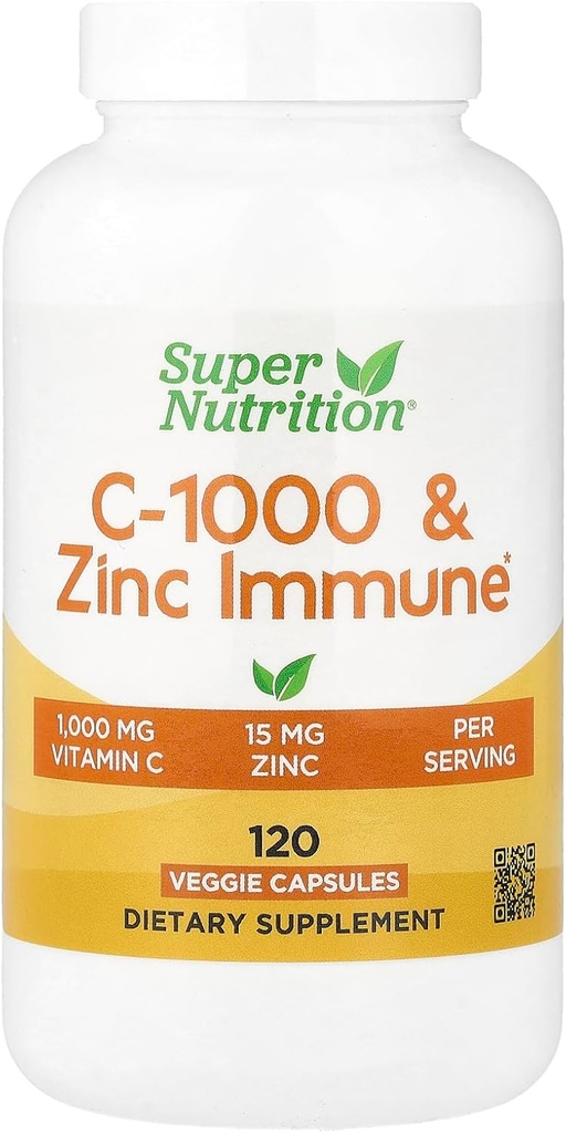 SuperNutrition, C-1000 및 아연 Immune, 계절 지원 공식 *, 산화 방지제 보호 *, 120 일 공급 (패키지 May Vary)