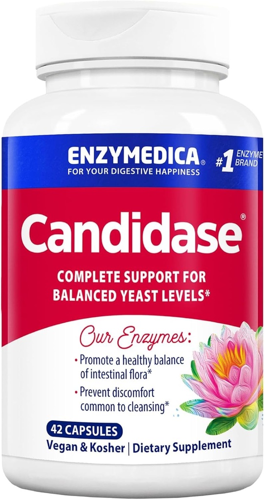 Enzymedica, Candidase, Gentle Cleansing Support, Gut Health & Digestion, 42 카운트에 대한 소화 효소