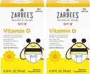 Zarbee's Vitamin D Drops for Infants, 400IU (10mcg) Baby & Toddler Liquid Supplement, Newborn & Up, Dropper Syringe 포함, 2 0.47 Fl Oz 병 팩
