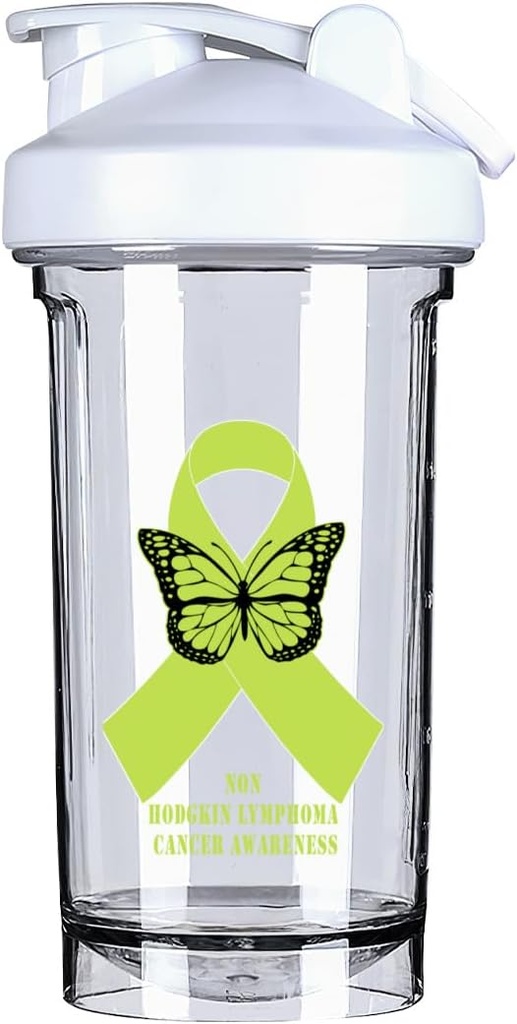 비 Hodgkin 림프종 암 Awareness 18 Ounce 셰이커 병 음료 믹서 누출 증거 전 운동 단백질 쉐이크 식사 보충 쉐이크 병 500ML/18 Oz 이름 *