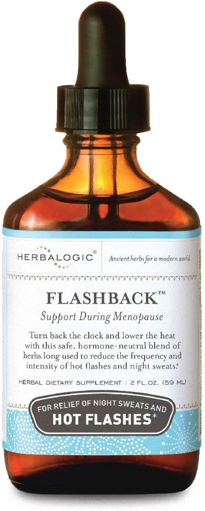Herbalogic - Flashback 액체 허브 드롭 - Menopausal 핫 플래시, 나이트 스웨터, Sleeplessness, Irritability & Mood Swings - 2 Fl. Oz에 대한 천연 구호.