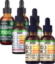 NUSAVA 딸기 맛 D3 K2 드롭, 바닐라 맛 D3 K2 드롭, & Chlorophyll 액체 드롭 번들 - 심장, 관절, 에너지 및 면역 지원을위한 강력한 액체 비타민 - 비 GMO, 글루텐 - 무료, 2pk