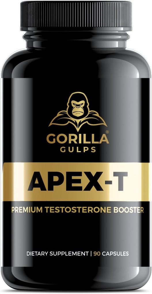 Gorilla Gulps | Apex-T | 프리미엄 테스토스테론 부스터 | Testofen® Fenugreek, LJ100® Tongkat Ali | 임상 입증 | 최대 강도 남성 증진 공식 | 90 캡슐