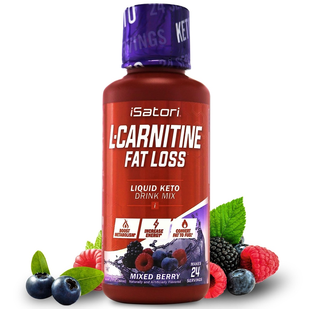 iSatori L-Carnitine 1500, Triple-Blend Liquid L Carnitine Supplement, Acetyl & Tartrate, Stimulant Free Energy, Low Calories, Sugar 또는 Gluten, Keto-Friendly, 혼합 Berry 풍미 (24 인분)