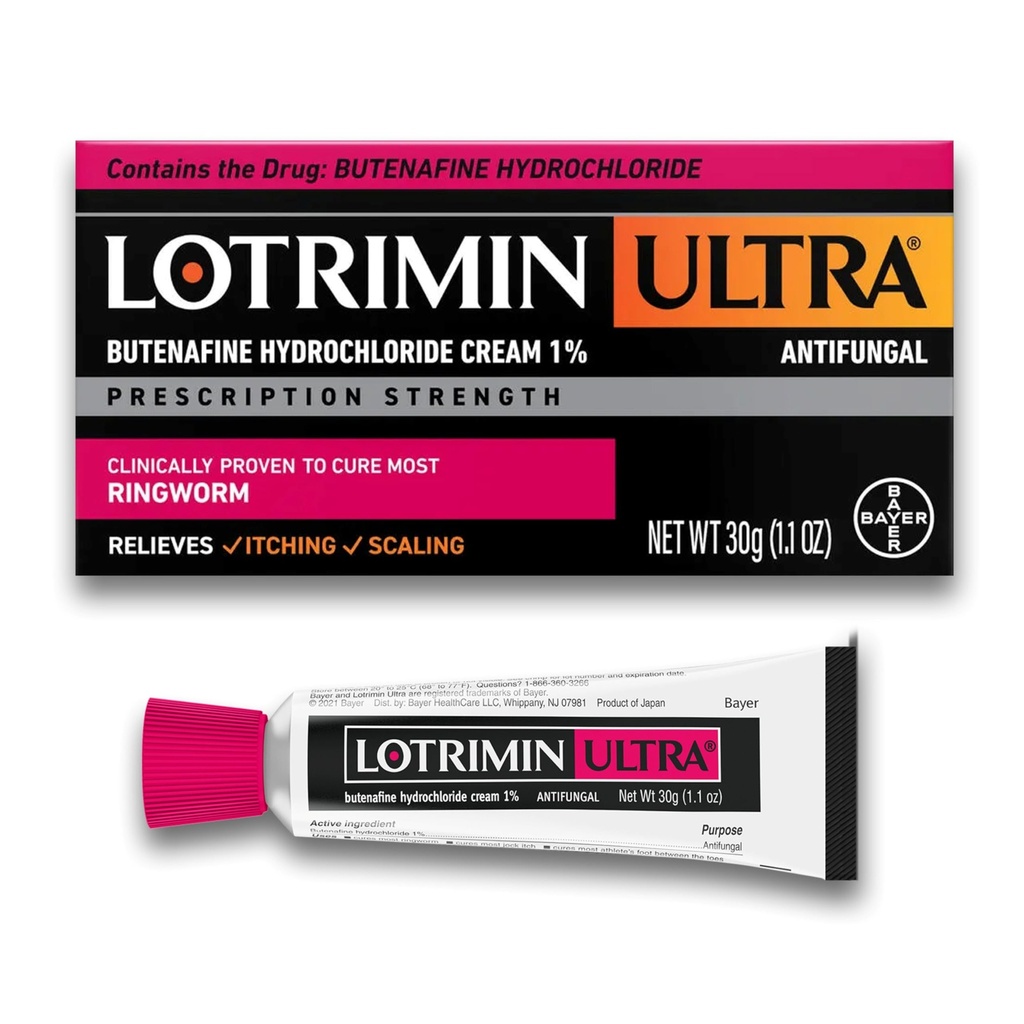 Lotrimin Ultra Ringworm 크림, Butenafine 염산염 1%의 대부분의 Ringworm의 효과적인 항진균성 처리, 1.1 Ounce (30 그램)