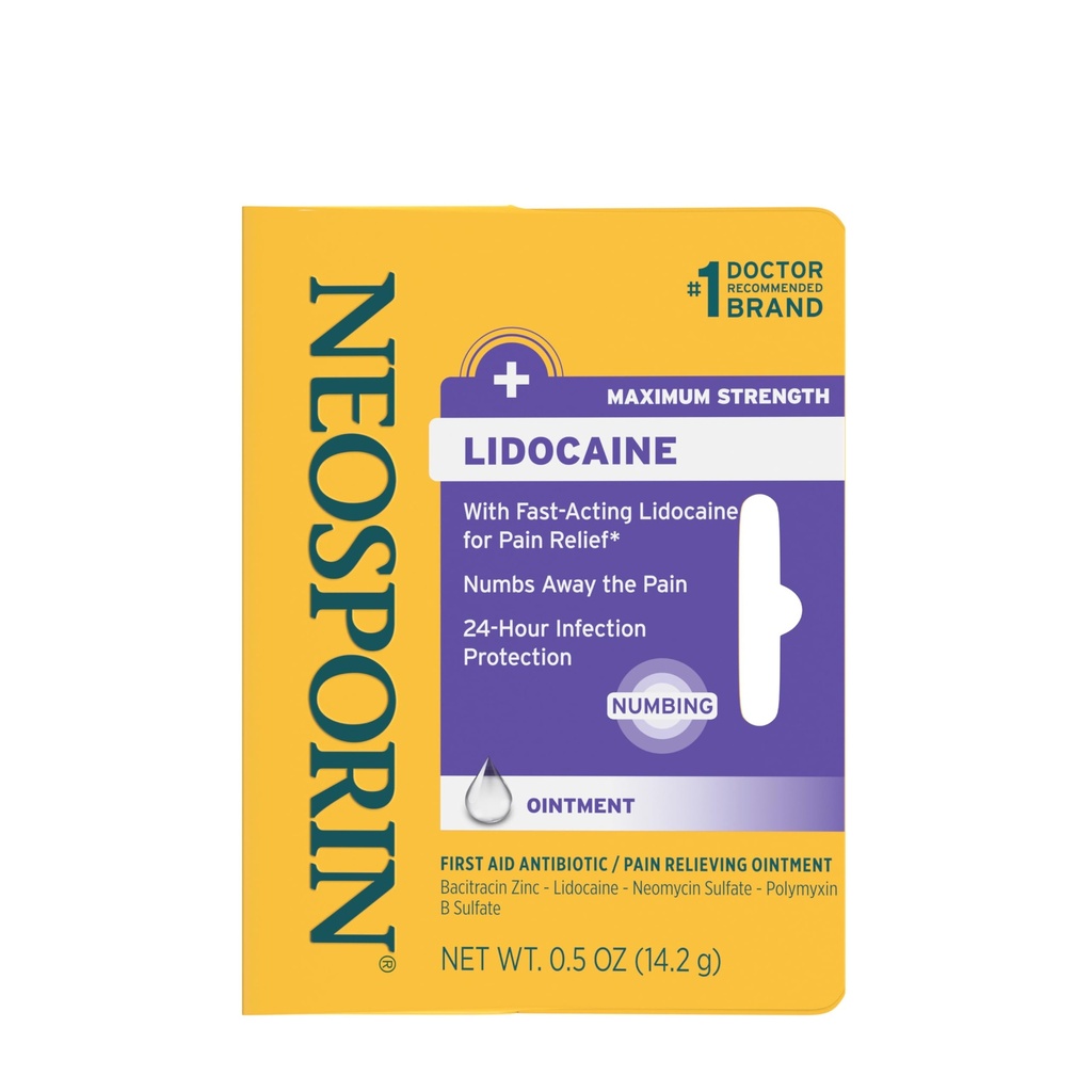 Neosporin + 리도카인 첫번째 원조 항생제 연고, 최대 힘 & 빠르 행동 화제 고통 Reliever, Numbs Away 고통, Bacitracin 아연, 0.5 oz