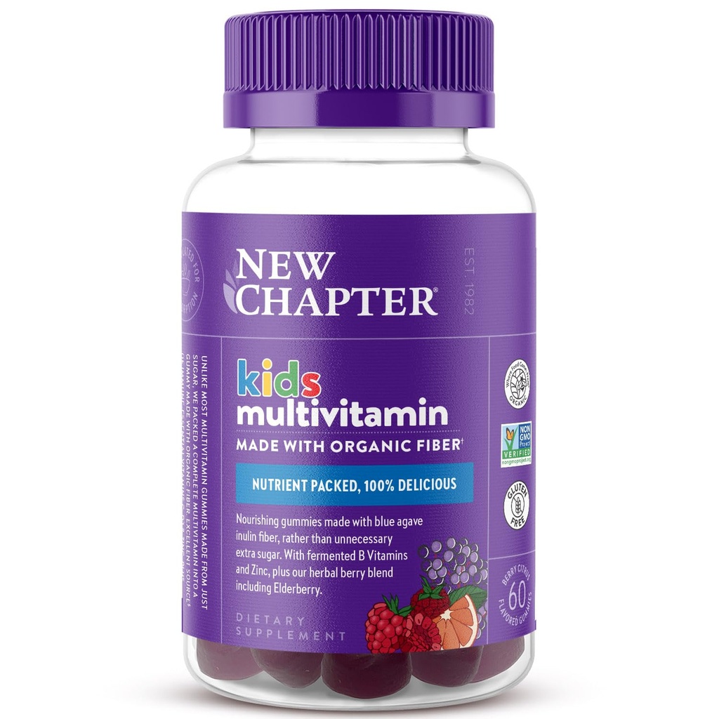새로운 장 아이 Multivitamin Gummies - 65 % 더 적은 설탕, 비타민 C, D3 및 아연, 비 GMO, 글루텐 무료, Berry-Citrus, 60ct와 어린이 거미 비타민