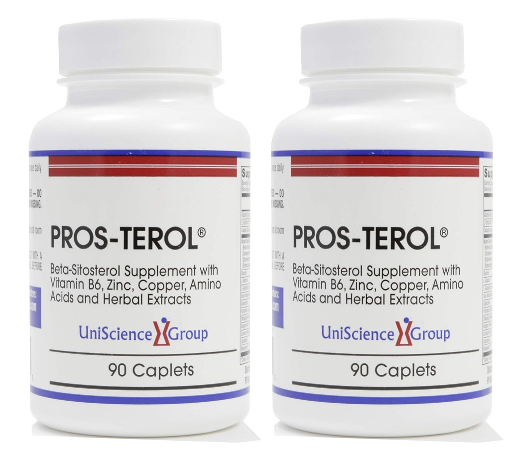 Pros-TEROL (2 병 키트), Pumpkin Seed, Sting Nettle Root, Ginger Root, Licorice Root Extracts 90 Caplets와 900 mg 식물 Sterols와 전립선 구호