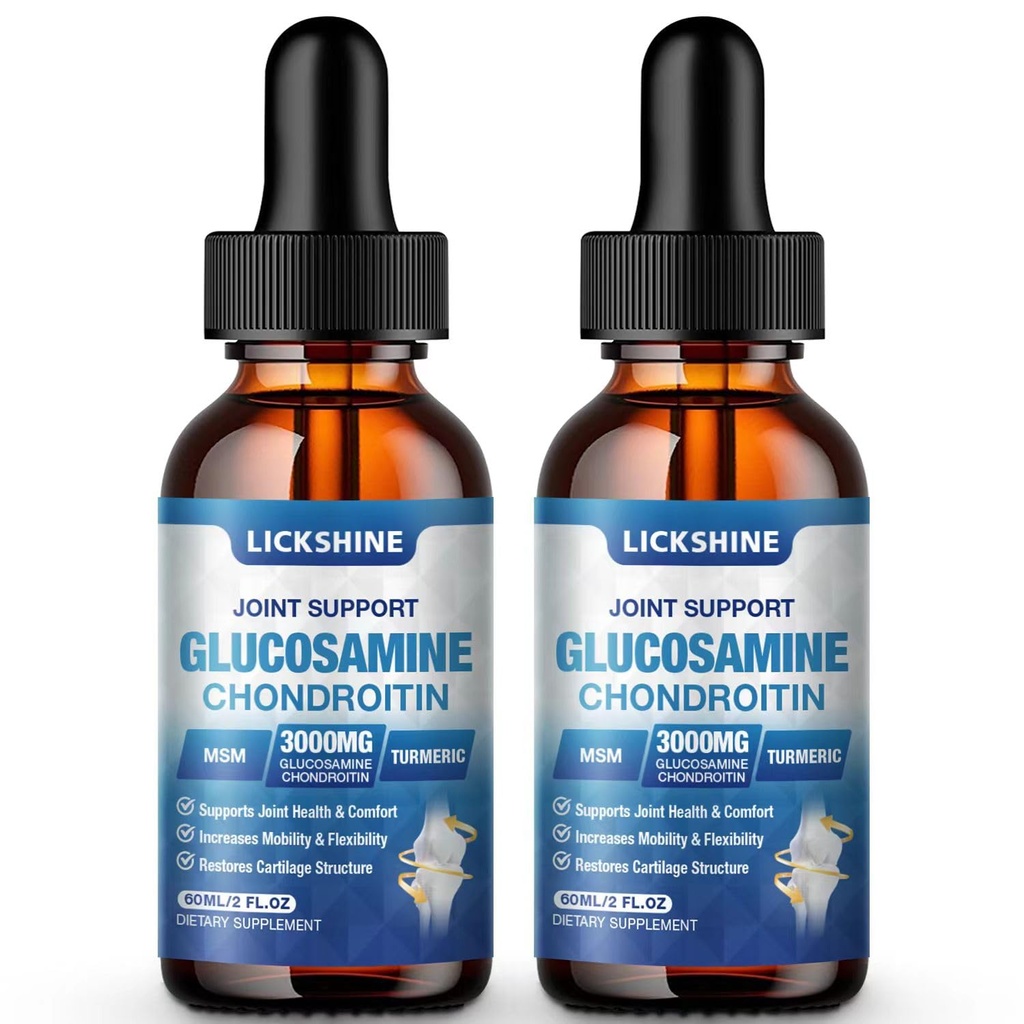 2 팩 글루코사민 Chondroitin MSM 액체 하락 - Quercetin Boswelia, Bromelain, Hyaluronic 산, 산화 방지제 면역성이 있는 Immune 지원 (4개 Fl oz)를 가진 성인을 위한 여분 힘 합동 지원 보충교재