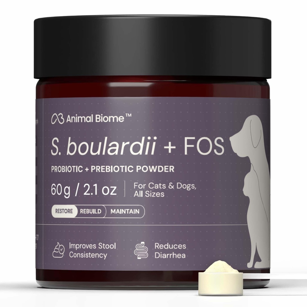 AnimalBiome Pet Probiotics - S. boulardii + FOS Probiotic 및 Prebiotic 분말 개 및 고양이 60g