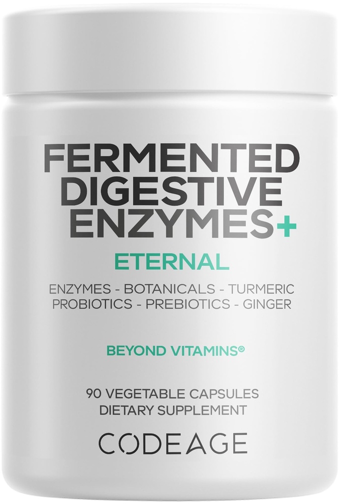 Codeage Fermented 소화 효소 보충교재 3 달 공급 - 14 Digestive 효소, Probiotics, Prebiotics, Fermented 식물, 식물 기초를 두는 다 Pancreatic 효소 - 1개의 캡슐 일 - 90의 캡슐