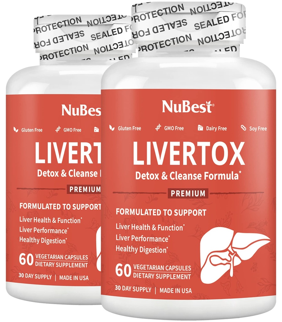 LiverTox - 고급 Liver Detox & Cleanse Formula - 우유 이틀, 심황, Artichoke, Dandelion, Beet & 아연 도움 Liver 기능 및 소화를 가진 초본 생방송 지원 | 팩 2