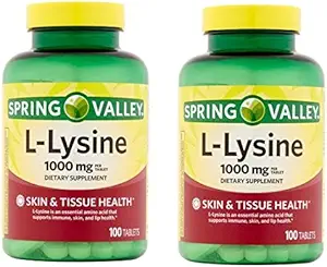 스프링 밸리 - L-Lysine 1000 mg, 100 정제 (팩 2)