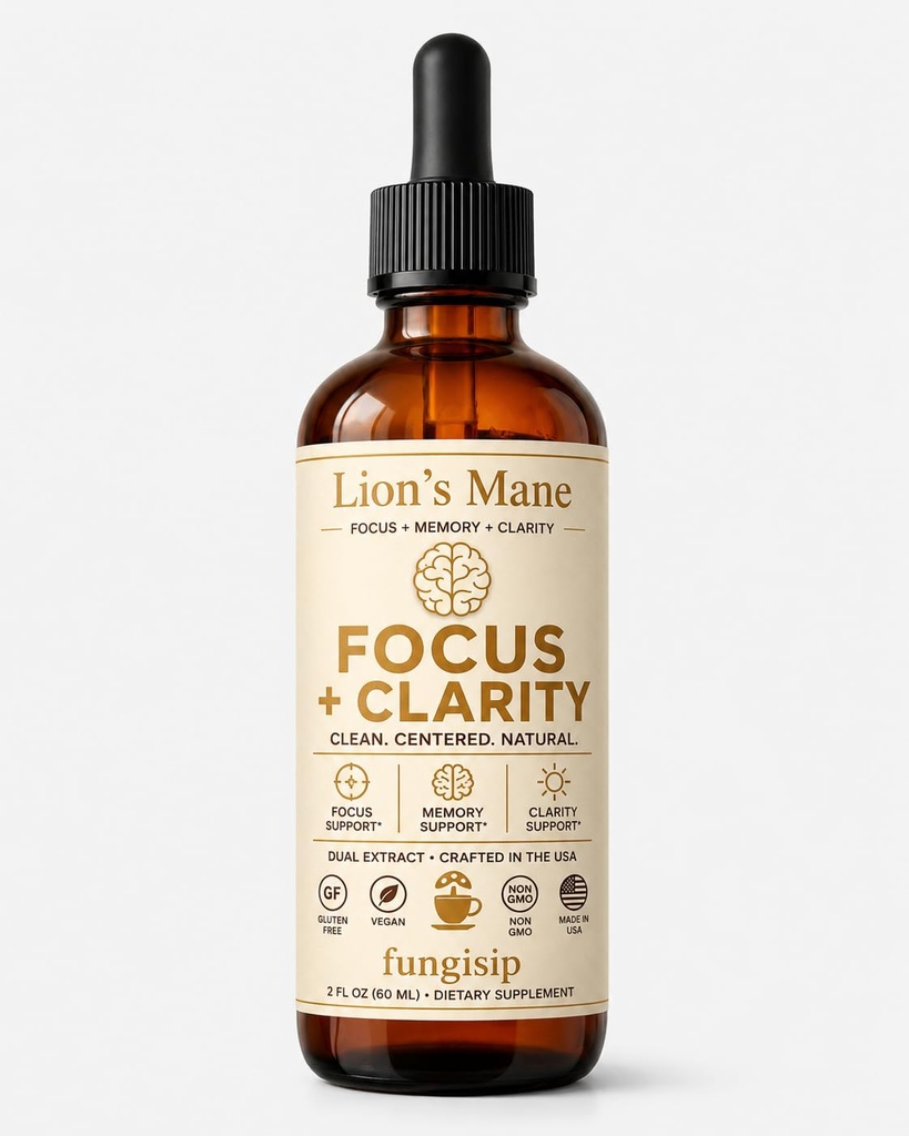 Lion의 Mane Tincture – 유기 뇌 및 초점 지원 – Ultra-Potent Alcohol-Based Liquid Mushroom Extract – 2 oz