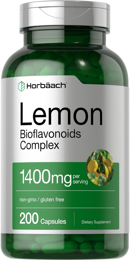 Horbäach Lemon Bioflavonoids 보충교재 | 1400 mg | 200의 캡슐 | Rutin와 Hesperidin | Non-GMO 및 글루텐 무료