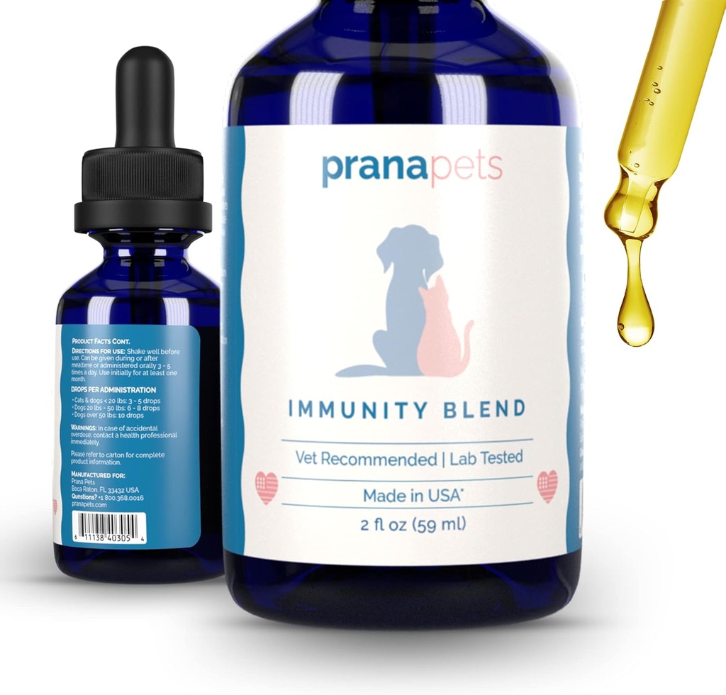 PranaPets Immunity Blend Supplement for Dogs & Cats | Naturally Helps Relieve Fatigue & Weakness in Pets | 증가 에너지, 일반 식욕 및 면역 지원 촉진