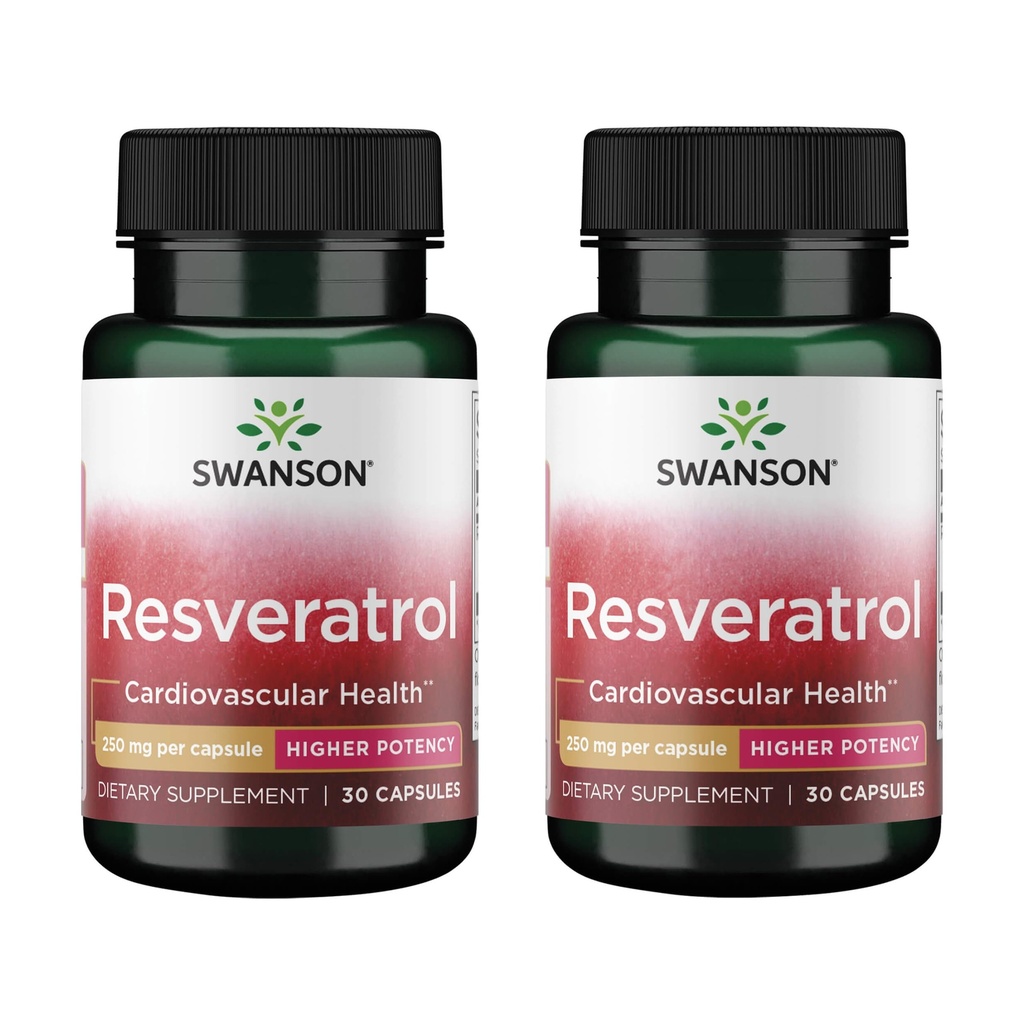 Swanson Resveratrol - 더 높은 효능 250 mg 30 모자 (2 팩)