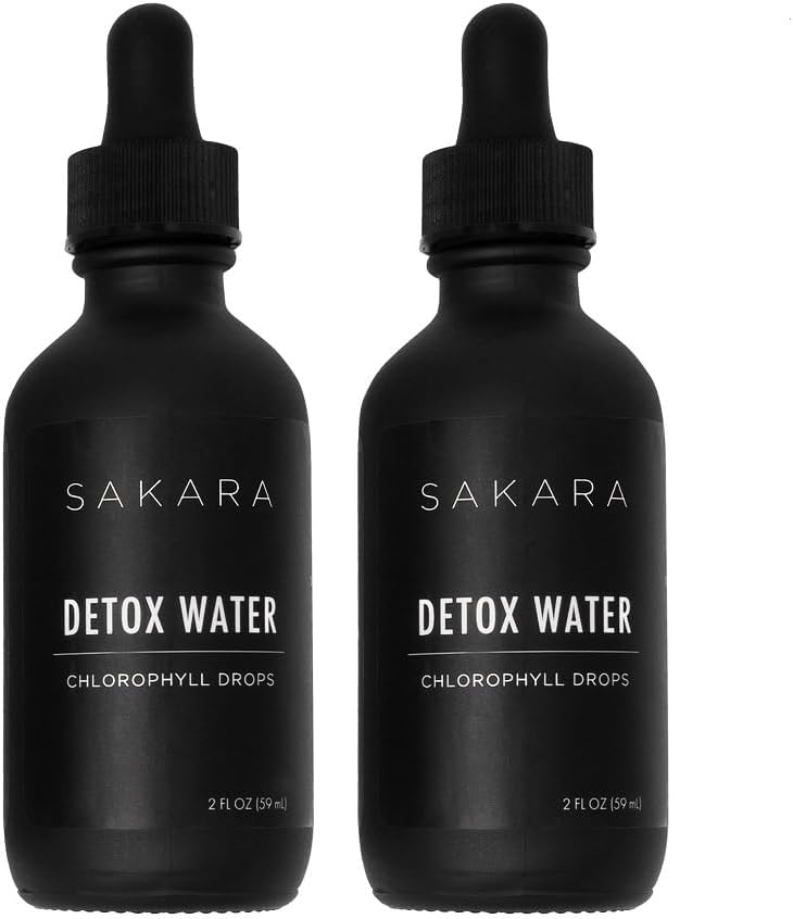SAKARA Detox 물 방울, 60 서빙 - Chlorophyll 액체 방울, 림프 배수, 몸 Detox 음료, 천연 에너지 지원, 액체 Chlorophyll Drops 보충교재, 비타민