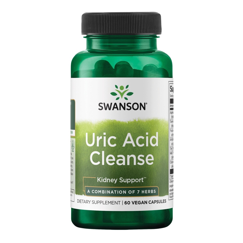 Swanson Uric Acid Cleanse - Kidney 지원을 촉진하는 천연 보충 - 7 허브의 강력한 조합 - (60 Veggie 캡슐)