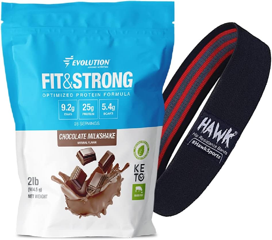 진화 진보 된 영양 잔디 100 % Whey Protein, 2 파운드 + 저항 밴드 - BCAA, 빠른 흡수 및 최적의 근육 회복을위한 빠른 소화와 순수한 단백질 분말 (Chocolate)
