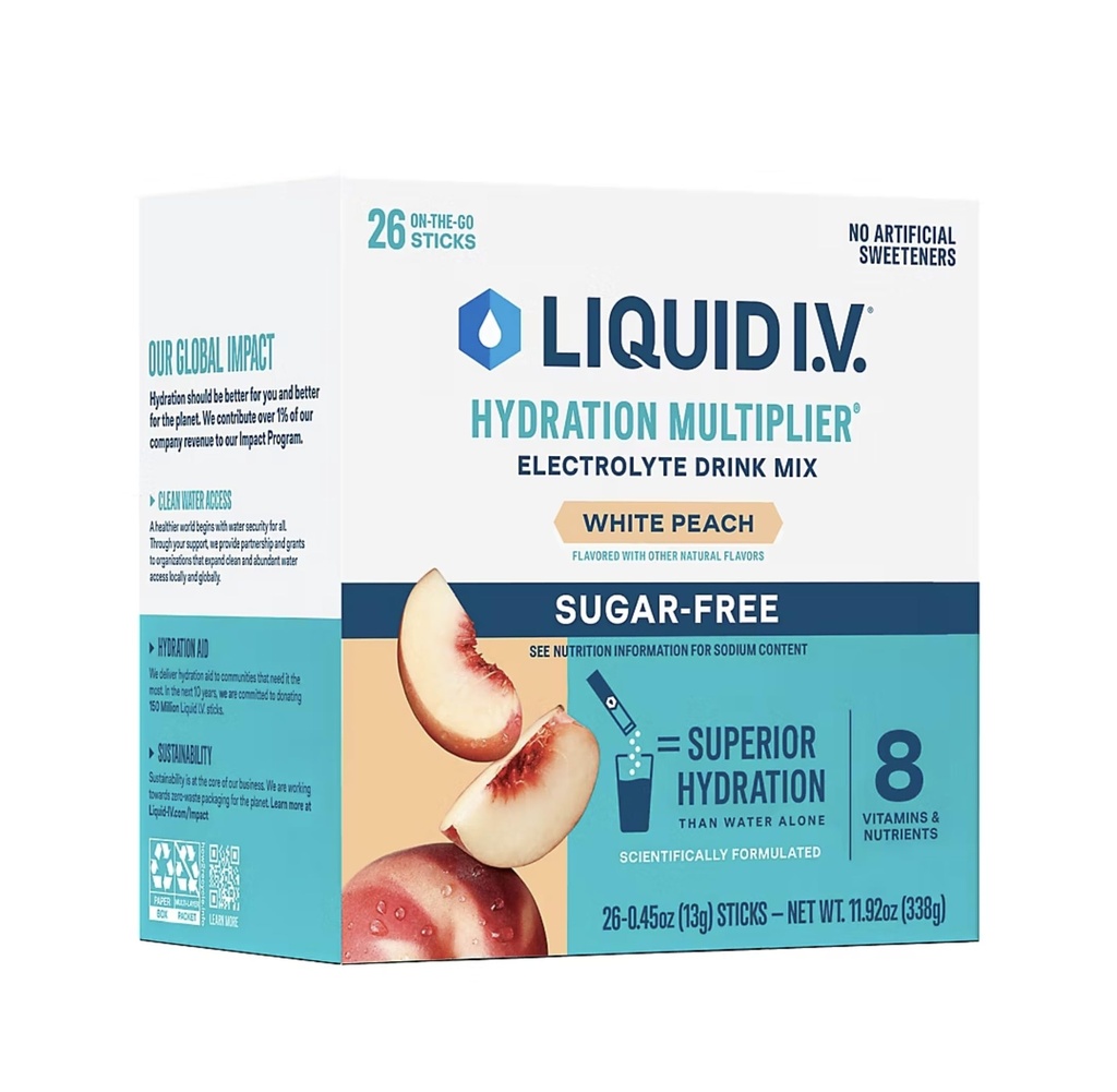 액체 I.V. Sugarfree Hydration Multiplier 백색 복숭아 - 26의 지팡이 (1)