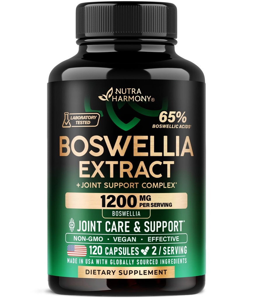 Boswellia 1200mg - Boswellia 추출물 | 심황 | Hyaluronic 산 | MSM | 동일 - 합동 건강 & 안락 - Boswellia Serrata | 65% Boswellic 산 - 남자를 위해 & 여자 - 미국에서 만드는 - 120의 캡슐