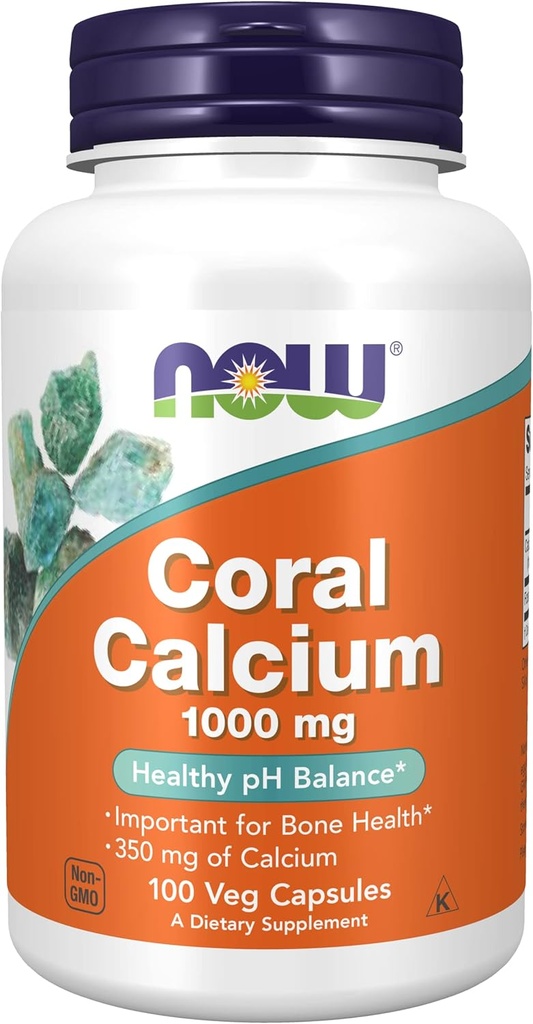 NOW 산호 칼슘 1000mg, 100 캡슐 (포장 2)