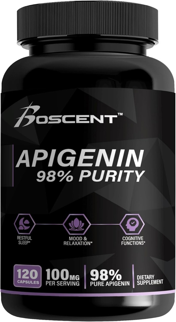 차모마일 추출물 120 조사에서 Apigenin 보충교재 100mg - 수면, 계류, 전립선 건강을 위한 98% 순수성 Apigenin 보충교재 - 우수한 잠 원조, 비 GMO 없음, 충전물 없음 - 4 달 공급