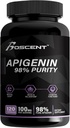 차모마일 추출물 120 조사에서 Apigenin 보충교재 100mg - 수면, 계류, 전립선 건강을 위한 98% 순수성 Apigenin 보충교재 - 우수한 잠 원조, 비 GMO 없음, 충전물 없음 - 4 달 공급