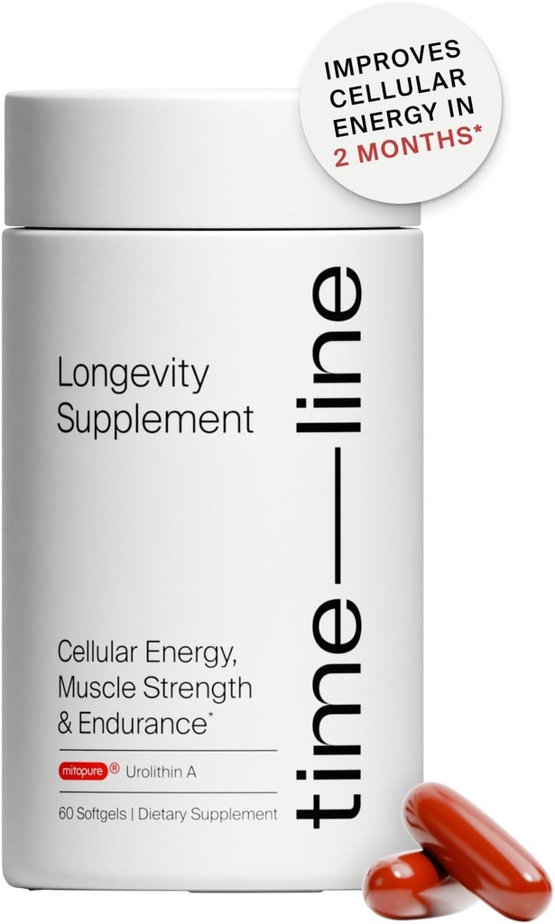 타임 라인 Mitopure Urolithin A 보충교재 - 건강한 시효 및 세포 갱신을 위한 임상적으로 입증된 지원 - 근육 힘과 경도를 위한 Mitoceutical - 60 Softgels