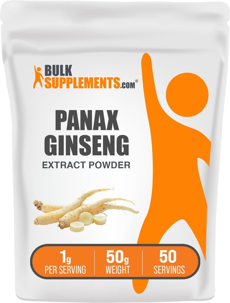 BulkSupplements.com 인삼 뿌리 추출물 분말 - Panax 인삼 보충, 초본 보충 - Vegan & 글루텐 무료, 서빙 당 1g, 50g (1.76 oz) (팩 1)