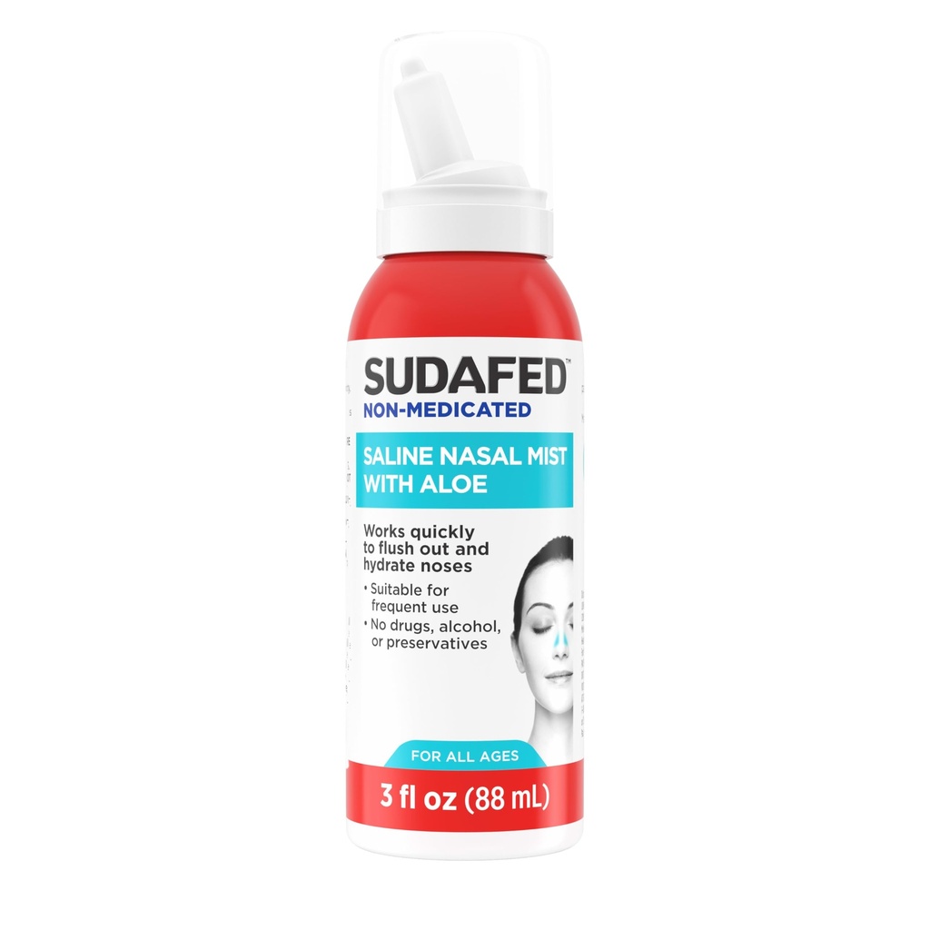 Aloe, Sinus Saline Nose Spray for All Ages Quickly Flushes & Moisturizes Nasal Passages, Needed, Drug-Free, 3 fl. oz로 Nasal Mist as Often 사용