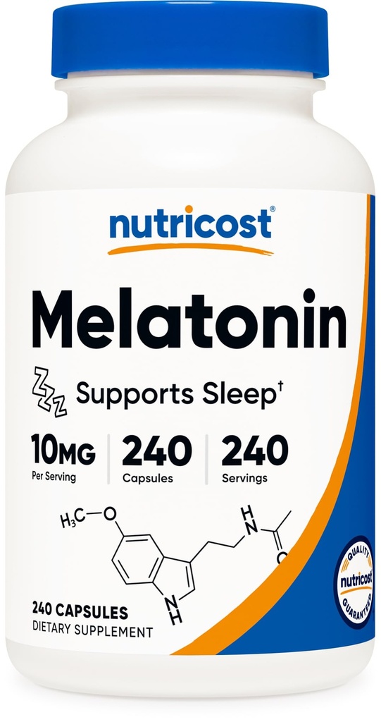 Nutricost Melatonin 10mg, 240 캡슐, 비 GMO & 글루텐 무료