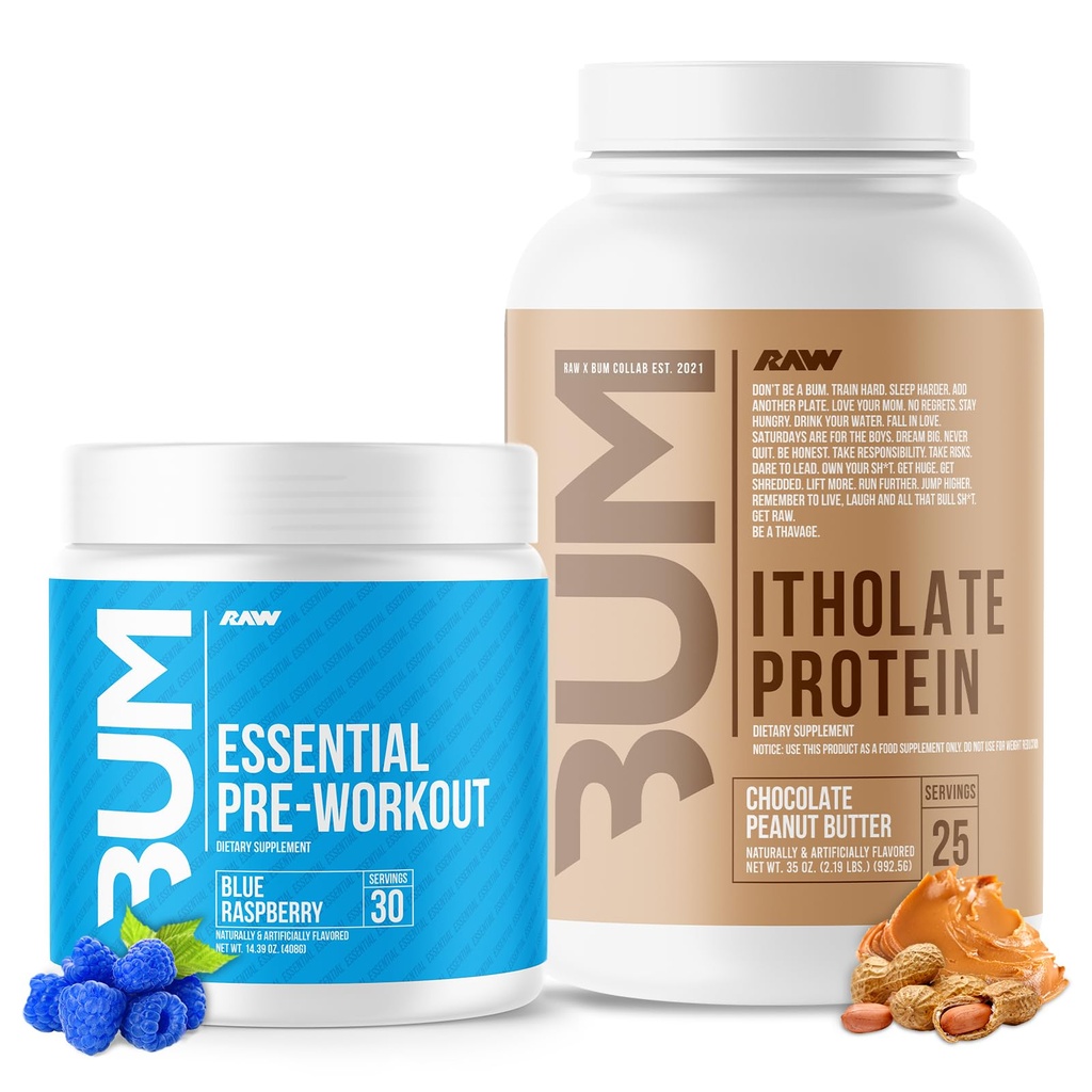RAW Whey Isolate Protein Powder & Essential Pre-Workout 번들